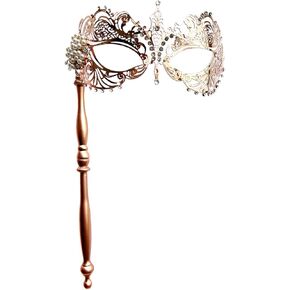 WILOVCOS Venetian Masks for Womens,Masquerade Mask with Stick,Mardi Gras Cosplay Party Mask