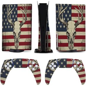 American Flag Deer Skull Hunting for Model 5 Skin Accessories Cover Skins Anime Vinyl Cover Sticker Full Set for Model5 Disc Edition