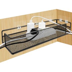 Under Desk Metal Cable Management Tray 15.7'' for Tables with 2 Side Panels Underneath No Damage The Desk No Need for Component Assembly Desk Wire Management Box for Office, Home (2)