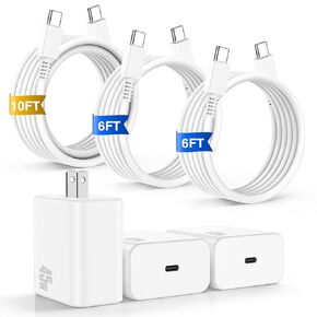 iPhone 16 Pro Max Charger Fast Charging, 45W Super Fast USB C Charger for iPhone 16 15 [6FT+6FT+10FT] Type C Charger Cord with Fast Charger Block for iPhone 16/16 Pro Max/15/15 Pro Max/iPad/ GalaxyS24