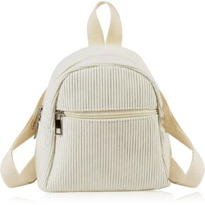 Cute Mini Backpacks, Corduroy Tiny Backpack Small Backpack for Women and Girls, Portable Ladies Backpack (white)