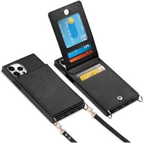 Vofolen for iPhone 11 Pro Case Wallet with Card Holder Crossbody Lanyard Strap Magnetic Clasp Kickstand PU Leather Flip Folio Heavy Duty Protective Cover for iPhone 11 Pro for Women Girls, 5.8'' Black