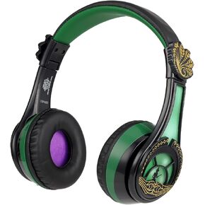 eKids Wicked Elphaba Bluetooth Headphones, Wireless Headphones with Microphone Includes Aux Cord, Volume Reduced Kids Foldable Earphones for School, Home, or Travel