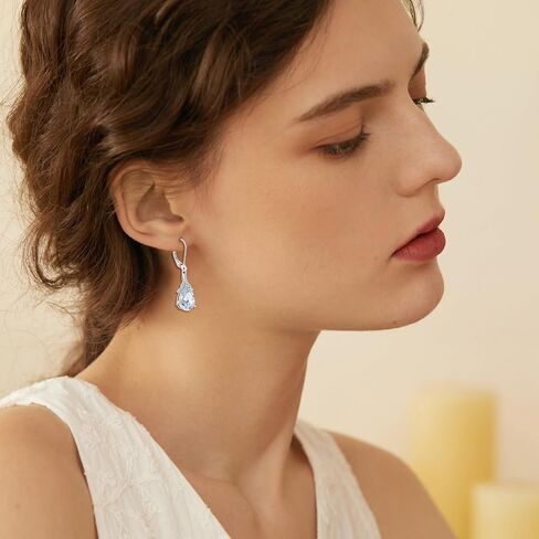 Dangle Drop Butterfly Earrings 925 Sterling Silver Teardrop Leverback Earrings Birthstones Jewelry Gifts for Women in Kuwait