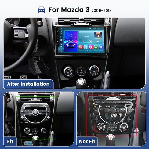 ستيريو للسيارة لـ Mazda 3 2009 2010 2011 2012 2013 ، Apple Wireless Carplay Android Auto ، 2+64G Android 13 9 Inch Touch Radio مع GPS WiFi FM RDS Radio AHD Camera in Kuwait