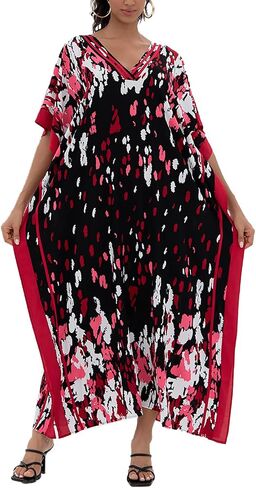Women's Bohemian Kaftan Roomy Nightgown Long Loungewear Beach Dress Cover-ups Robe Sarong Pareo in Saudi Arabia