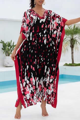 Women's Bohemian Kaftan Roomy Nightgown Long Loungewear Beach Dress Cover-ups Robe Sarong Pareo in Saudi Arabia