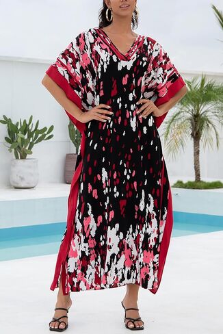 Women's Bohemian Kaftan Roomy Nightgown Long Loungewear Beach Dress Cover-ups Robe Sarong Pareo in Saudi Arabia