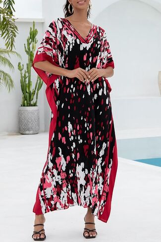 Women's Bohemian Kaftan Roomy Nightgown Long Loungewear Beach Dress Cover-ups Robe Sarong Pareo in Saudi Arabia