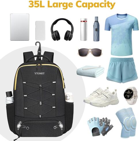 حقيبة الظهر الصالحة الرياضية Ytonet للرجال ، حقيبة صالة رياضية للنساء مع مقصورة حذاء كبيرة مقاومة للماء حقيبة ظهر رياضية تتناسب مع 15.6 بوصة ، والرياضة ، والتمرين ، والسفر ، والأسود in Kuwait