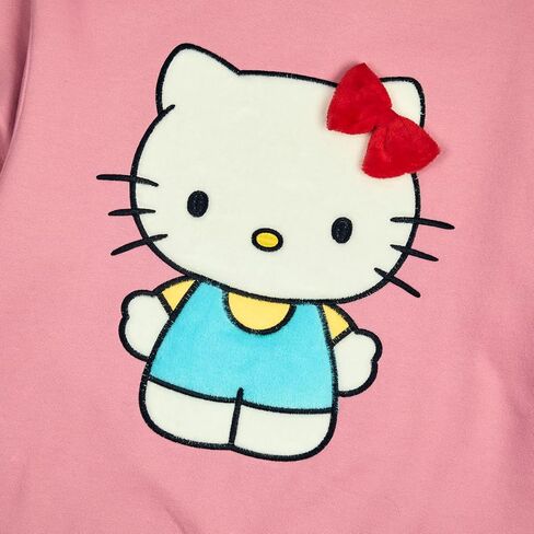 Hello Kitty Big Face Plush Character Women's Pink Crew Neck Long Sleeve Oversized Fleece Sweatshirt in Saudi Arabia
