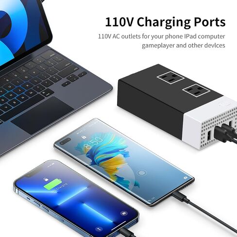 Sunwheel 200W Car Power Inverter ، DC 12V to 110V AC Car Plug Adapter Outlet مع شاحن USB-fast (20W) 、 20W USB-A و Dual AC Outlet ، 4 منافذ USB ، شاحن سيارة للكمبيوتر المحمول 、 الهاتف ، إلخ in Kuwait