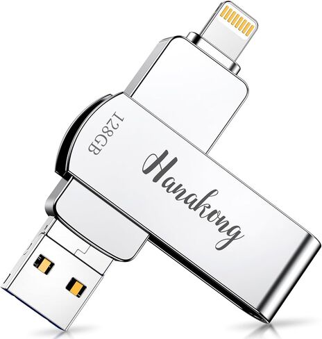 128GB Flash Drives for Phone, iPhone Memory Storage Stick for Photos and Videos, Compatible with iPhone iPad Android PCs, No App Required Plug & Play (Silver) in Saudi Arabia