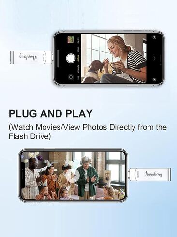 128GB Flash Drives for Phone, iPhone Memory Storage Stick for Photos and Videos, Compatible with iPhone iPad Android PCs, No App Required Plug & Play (Silver) in Saudi Arabia
