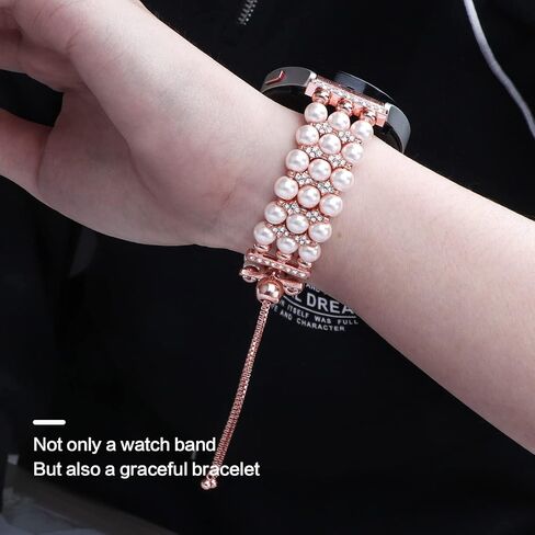 Watch Band Compatible for Samsung Galaxy Watch 7 6 5 4 44mm/40mm, Watch 6 Classic 47mm/43mm, Active 2, 20mm Replacement Bling Pearl Cute Bracelet Wristband Strap for Women in Saudi Arabia
