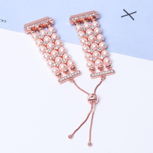 Watch Band Compatible for Samsung Galaxy Watch 7 6 5 4 44mm/40mm, Watch 6 Classic 47mm/43mm, Active 2, 20mm Replacement Bling Pearl Cute Bracelet Wristband Strap for Women in Saudi Arabia