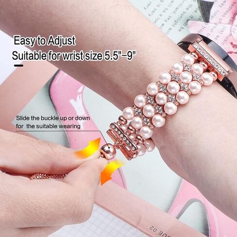 Watch Band Compatible for Samsung Galaxy Watch 7 6 5 4 44mm/40mm, Watch 6 Classic 47mm/43mm, Active 2, 20mm Replacement Bling Pearl Cute Bracelet Wristband Strap for Women in Saudi Arabia