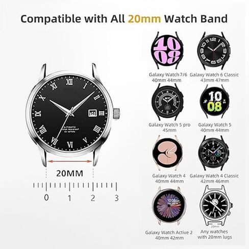 Watch Band Compatible for Samsung Galaxy Watch 7 6 5 4 44mm/40mm, Watch 6 Classic 47mm/43mm, Active 2, 20mm Replacement Bling Pearl Cute Bracelet Wristband Strap for Women in Saudi Arabia