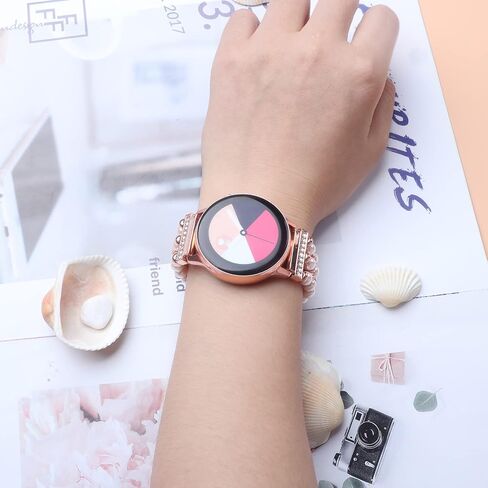Watch Band Compatible for Samsung Galaxy Watch 7 6 5 4 44mm/40mm, Watch 6 Classic 47mm/43mm, Active 2, 20mm Replacement Bling Pearl Cute Bracelet Wristband Strap for Women in Saudi Arabia
