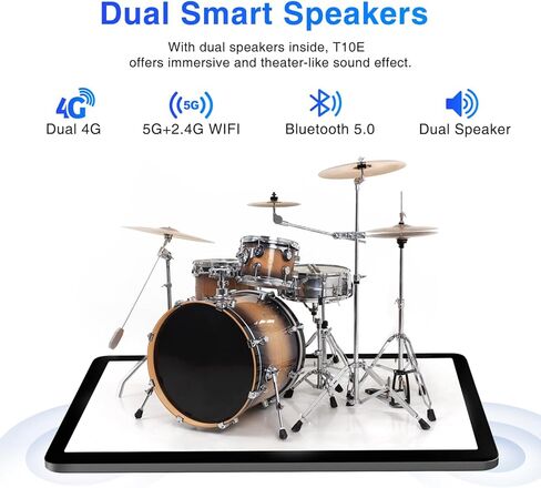 Doogee T10e Android Tablet ، 10.1 بوصة قرص مع 9GBRAM 128GB ROM/TF 1TB ، جهاز الكمبيوتر اللوحي للألعاب الثمانية مع بطارية 6580mAh ، 5G WiFi+4G LTE ، مكبرات صوت مزدوجة ، BT 5.0 ، GPS ، الكمبيوتر اللوحي (أسود) in Kuwait