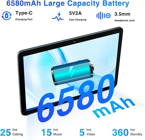 Doogee T10e Android Tablet ، 10.1 بوصة قرص مع 9GBRAM 128GB ROM/TF 1TB ، جهاز الكمبيوتر اللوحي للألعاب الثمانية مع بطارية 6580mAh ، 5G WiFi+4G LTE ، مكبرات صوت مزدوجة ، BT 5.0 ، GPS ، الكمبيوتر اللوحي (أسود) in Kuwait