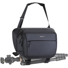 MOSISO Camera Sling Bag, Crossbody Camera Bag for Photographers, Waterproof Camera Shoulder Bags for DSLR/SLR/Mirrorless Cameras, Multifunction Padded Camera Bag with Tripod Holder&Rain Cover, Black