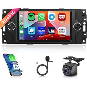 2G+64G Rimoody Car Stereo Radio Carplay for Dodge Ram Charger Jeep Commander Compass Grand Cherokee Patriot Chrysler 300C, Android 13 6.2'' Touchscreen GPS WiFi Mirror Link BT/FM/RDS/EQ