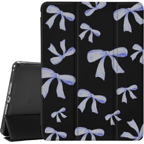 JOYLAND Dark Blue Bow Pad Case White Case for iPad 10.9" Air 4 2020/Air 5,with Pencil Holder-Auto Wake/Sleep,Anti-Scratch Shockproof Premium Folio Stand Case for iPad Air 11 inch (2024)