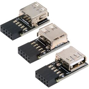 cablecc 3pcs/Set Motherboard 9Pin/10Pin Front Panel Header Female to Single USB 2.0 Female Adapter Vertical Angled Type 90 Degree