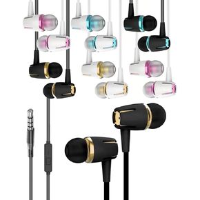 Wired Earbuds with Microphone - 6PCS Wired Earphones in-Ear Headphones Powerful and Clear Audio, Compatible with iPhone, Android, with iPad, Computer Most with 3.5mm Jack