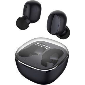 HTC True Wireless Earbuds 6 Bluetooth 5.3 in Ear Stereo Headphones Touch Control with Built-in Microphone, Wireless Noise Cancelling Earbuds 22H Playtime with Charging Case for Android and iOS- Black