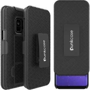 Punkcase Galaxy S9 Case with Screen Protector, Holster Belt Clip & Built-in Kickstand Non Slip Dual Layer Hybrid TPU Full Body Protection [Slim Fit] for Samsung Galaxy S9 Edge [Black]