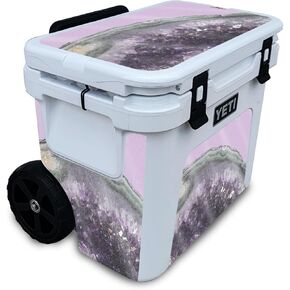 Glossy Glitter Cooler Skin Compatible with Yeti Roadie 32 Wheeled Cooler - Amethyst Agate - Premium 3M Vinyl Protective Wrap Decal Cover - Easy to Apply | Crafted in The USA by MightySkins
