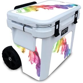 Glossy Glitter Cooler Skin Compatible with Yeti Roadie 32 Wheeled Cooler - Rainbow Smoke - Premium 3M Vinyl Protective Wrap Decal Cover - Easy to Apply | Crafted in The USA by MightySkins