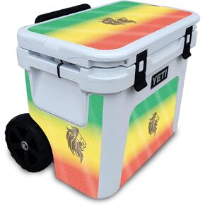 Glossy Glitter Cooler Skin Compatible with Yeti Roadie 32 Wheeled Cooler - Rasta Lion - Premium 3M Vinyl Protective Wrap Decal Cover - Easy to Apply | Crafted in The USA by MightySkins