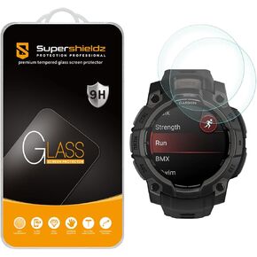 Supershieldz (2 Pack) Designed for Garmin Instinct 3 45mm (Solar/Amoled) Tempered Glass Screen Protector, Anti Scratch, Bubble Free