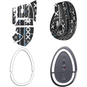 Mouse Grip Tape for Logitech MX Vertical, Rounded Curved Edges Mouse Feet Skates,Self-Adhesive PreCut Sweat-Resistant Professional Mice Upgrade Kit(Foot pad + Black Mouse Grip Tape)