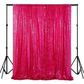 ShinyBeauty Sequin Backdrop Fuchsia-4FTx6FT Backdrop Photography and Photo Booth Backdrop for Wedding/Party/Photography/Curtain/Birthday/Christmas/Prom/Other Event Decor - (48inx72in) (Fushia)