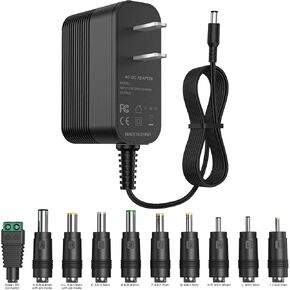 DC 26V Charger 26W Power Adapter with 10 Interchangeable Jacks 26V 1A Power Supply 26 Volt Universal Charger for LED Strip Light for CCTV Camera for BT Speaker for GPS, Webcam, Router Transformer