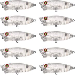Lure Blanks,25pcs Unpainted Fishing Lures,Blank Topwater Popper Lures with Eyes Clear Hard Baits 70mm/10.8g