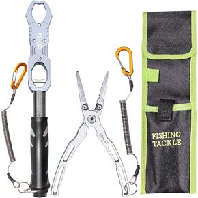 Fish Grabber Fish Lip Gripper Pliers Fish Scale - Upgraded Muti-Function Hook Remover and Split Ring Pliers for Fly Fishing, Ice Fishing, Fishing Gear