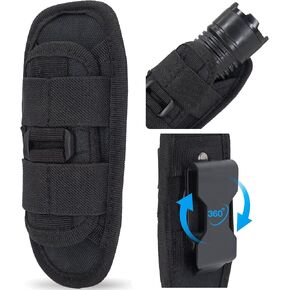 Tactical Flashlight Pouch Holster, with 360 Degree Carabiner Reel Clip Rotatable Flashlight Holder Belt Clip Tactical Torch Carry Case