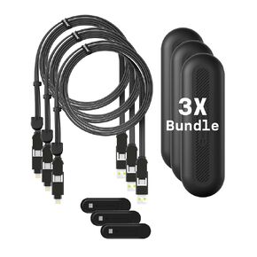 Rolling Square New inCharge XL 6-in-1, (3X Pack) Multi Charging Cable 100W Ultra-Fast Charging, Portable USB and USB-C Cable, 6.5 Ft/2m, Black