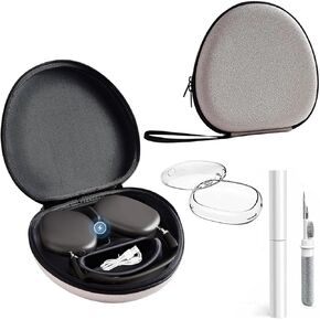 Compatible with AirPods Max Case, Hard Airpods Max Travel Carry Headphone Case Portable Storage Bag with Protective Earpad Cover+Cleaning Kit Tool+Sleep Mode Compatible with AirPods Max 2020