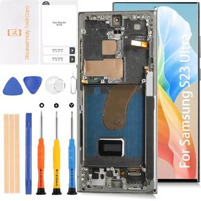 for Samsung Galaxy S23 Ultra 5G S918 6.78" OLED LCD +Green Frame (Not OEM 6.8") LCD Screen Display Replacement Touch Digitizer Assembly Kit S918B S918U S918W S918U1