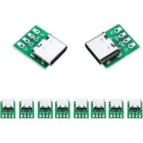 10 Pcs USB 3.1 Type C Breakout Board DIY, Type-C Female Connector USB, Type C DIY Breakout Board with PCB Converter Board
