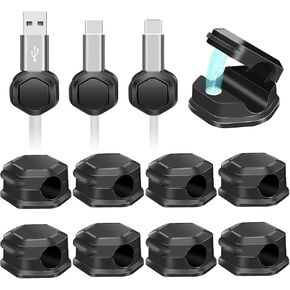12 Pack Magnetic Cable Clips- Cord Organizer for Desk- Cord Holder - Cord Holder for Nightstand- Cord Holder, Magnetic Cord Organizer, for Desk, Nightstand, Phone Charger, Computer, Office,Home, Car