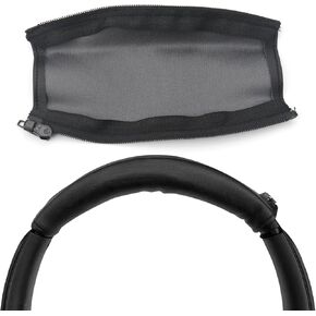 Life Q20 Leather Headband Cover Replacement Headband Top Pad Cushion Cover Compatible with Anker Soundcore Life Q10 Q20 Q30 Q35 Headphones Zipped Headband Pad Cover Protector - Black