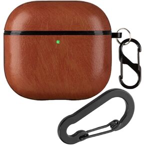 Leather Case Compatible with AirPods 4 Case Cover, Durable Retro Leather Shockproof Protective Cover with 2 Keychain for Apple AirPods 4th Generation Wireless Charging Case (Brown)