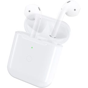 Wireless Backup Charging Case for AirPods 1st & 2nd Gen, Supports Wireless Charging & Sync Button, White